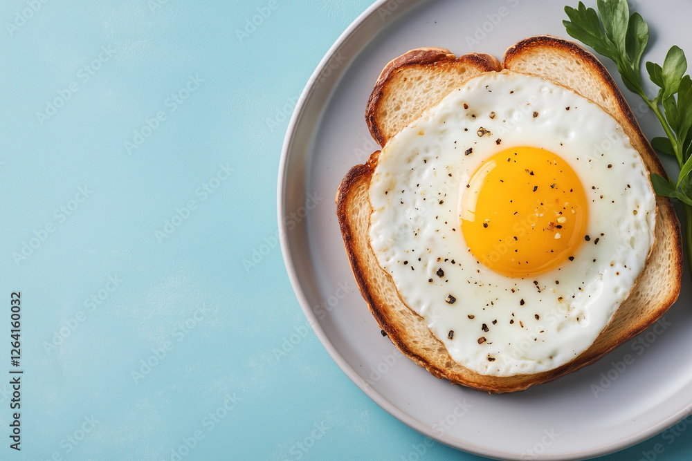 Golden crispy toast with a single fried egg and cracked black pepper
Golden crispy toast with a single fried egg and cracked black pepper