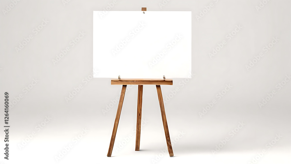 Blank Canvas on Wooden Easel Mockup for Art and Design Blank Canvas on Wooden Easel Mockup for Art and Design