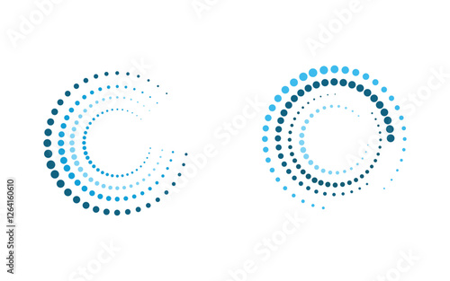 Halftone circle digital techno dots vector icon illustration design