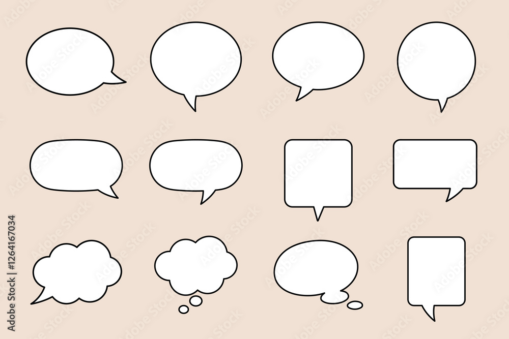 Collection of blank speech bubble shapes in various styles. Set of speech bubbles graphic design. illustration of black speech bubble collection. Set of speech bubble in various shapes Collection of blank speech bubble shapes in various styles. Set of speech bubbles graphic design. illustration of black speech bubble collection. Set of speech bubble in various shapes