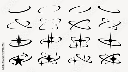 Abstract star orbit design set vector. Set of Abstract star orbit in various designs. Abstract star orbit vector collection. Abstract star orbit vector set.