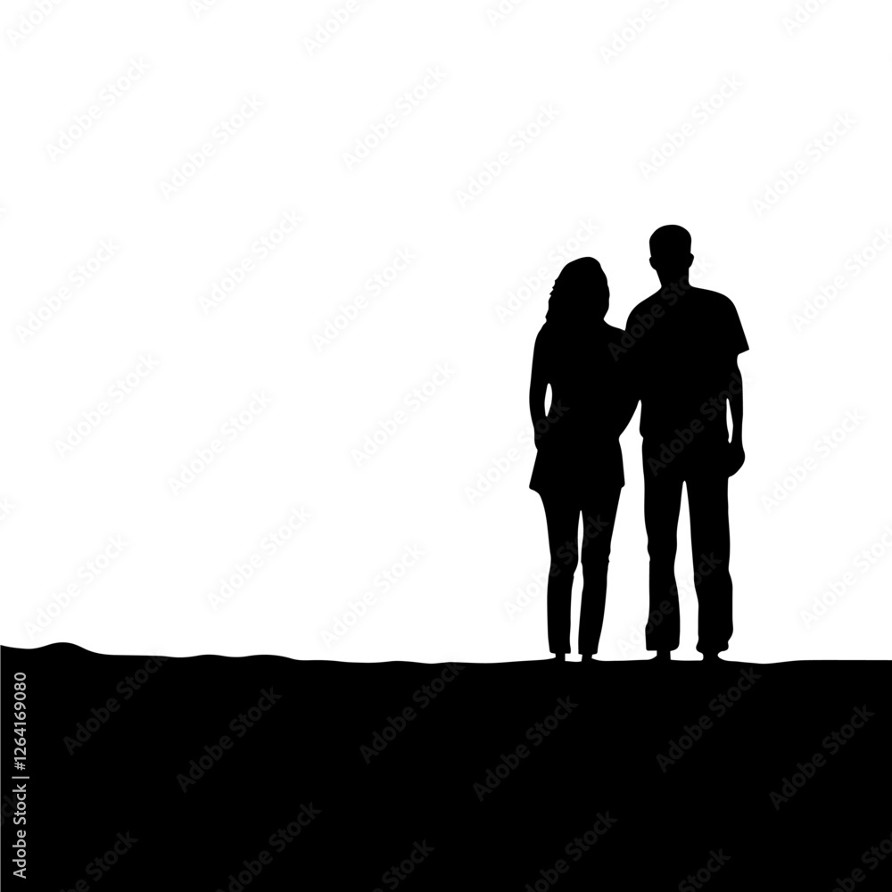 Silhouette of couple standing together, looking at the sky, romantic evening, deep connection, unity, shared moments, intimacy,togetherness, lovers in harmony, timeless love, couple’s journey Silhouette of couple standing together, looking at the sky, romantic evening, deep connection, unity, shared moments, intimacy,togetherness, lovers in harmony, timeless love, couple’s journey