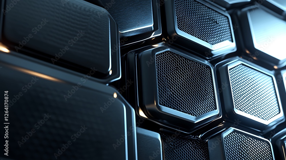 Abstract Hexagonal Metallic Structure: Futuristic Design Abstract Hexagonal Metallic Structure: Futuristic Design