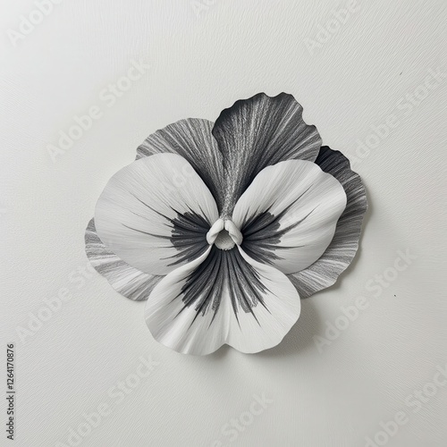 Wallpaper Mural Highly detailed black and white paper flower isolated on a pristine white background, showcasing intricate contrasts and striking visuals. A black and white drawing of a flower on a wall. Torontodigital.ca
