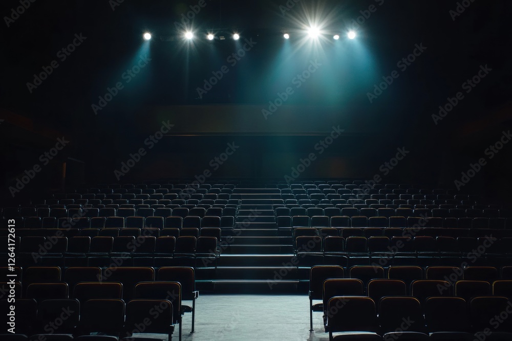 Naklejka premium Empty theater auditorium with spotlight