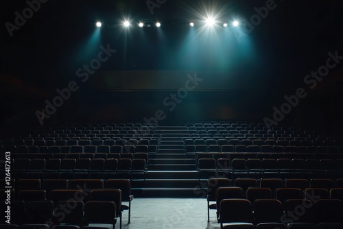 Empty theater auditorium with spotlight