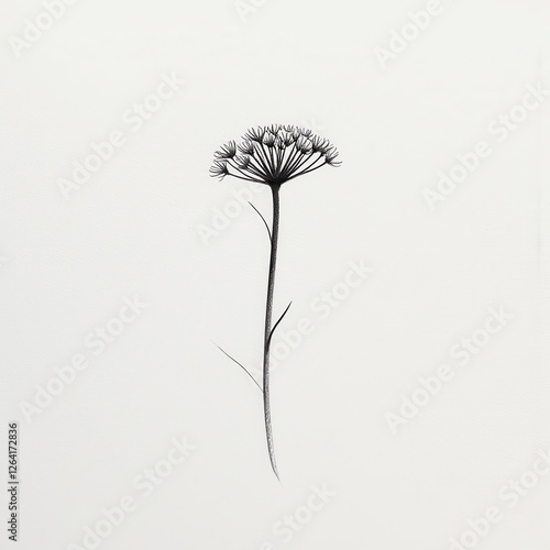 Wallpaper Mural Stark White Background: Detailed Realistic Black & White Flower Drawing Isolated. A black and white drawing of a single flower. Torontodigital.ca
