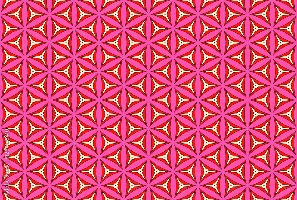 Fototapeta premium Seamless Template Endless Visual Texture Fashion Shape Art Fabric Textile Cloth Wallpaper Luxury Perspective Interior Digital Design Symmetric Background Decoration Graphic Tile Geometric Pattern.
