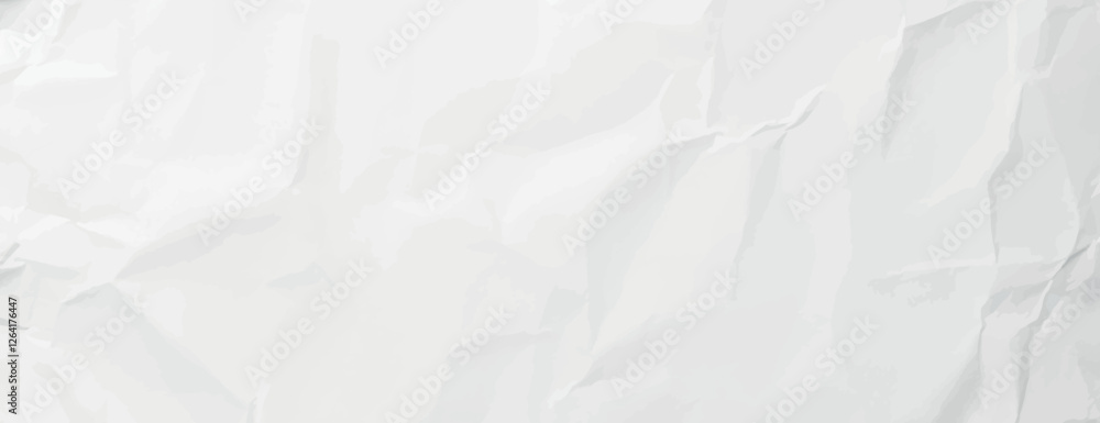 Obraz premium White crumpled paper background with a textured, wrinkled style. The background is predominantly white, adding a layered white effect. Paper texture background vector. White background.
