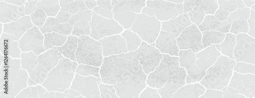 Cracked white background with a textured, dry earth pattern. The white background adds a rustic, natural feel with white cracks. Dry cracked soil texture background. Gray background vector.