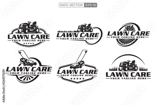 lawn mower silhouette vector illustration. logo design vector