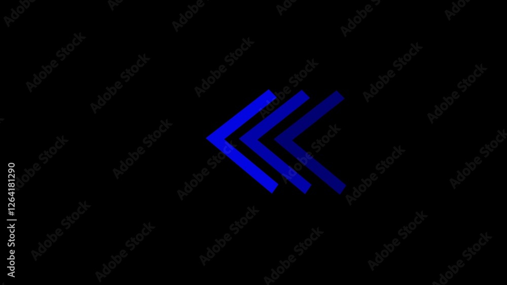 Arrow Loop Animation video direction concept. Blue color arrow icon concept on black background. Arrow Loop Animation video direction concept. Blue color arrow icon concept on black background.