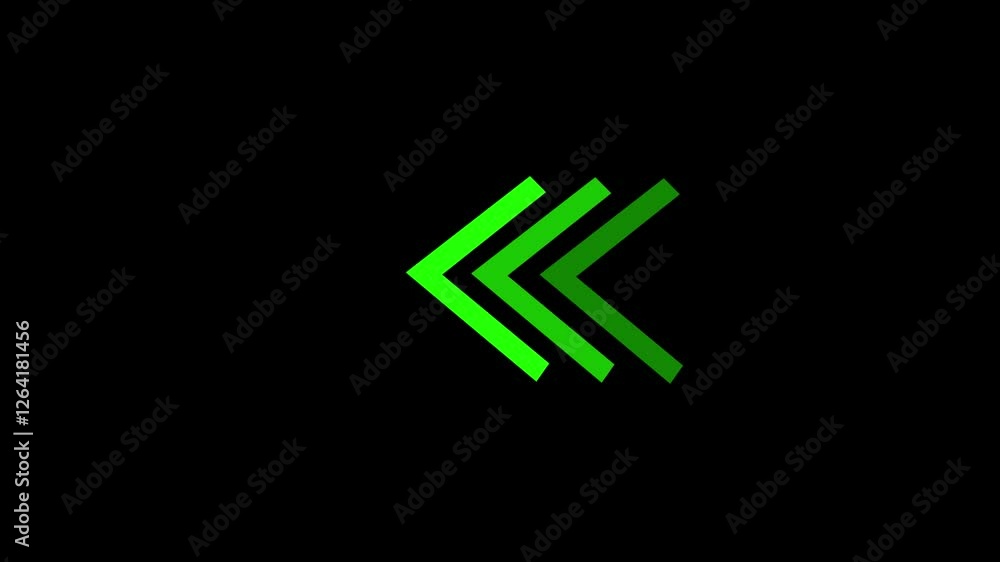 Arrow Loop Animation video direction concept. Green color color arrow icon concept on black background. Arrow Loop Animation video direction concept. Green color color arrow icon concept on black background.