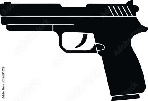Semi Automatic Handgun Pistol Vector Silhouette 