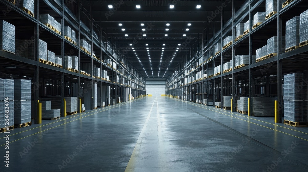 Obraz premium Cloud-based logistics system connecting global warehouses, digital supply chain. 