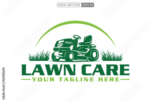 Lawn care logo design on transparant background. Featuring bold and vibrant graphics