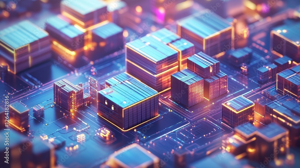 Obraz premium Cloud-based logistics system connecting global warehouses, digital supply chain. 