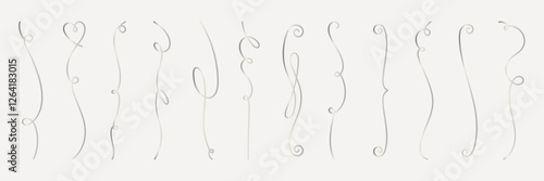 Vector set. Elegant swirls and curls in a minimalist design. Swirls and curls add a decorative touch. Perfect for creative projects needing swirls and curls. Hand drawn ornament vector set.