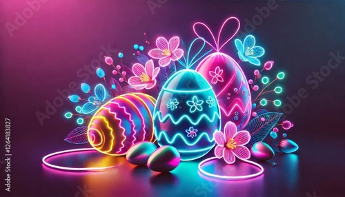Beautiful neon easter eggs