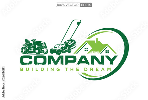 logo design vector graphic of lawn care, landscape, grass concept logo design template
