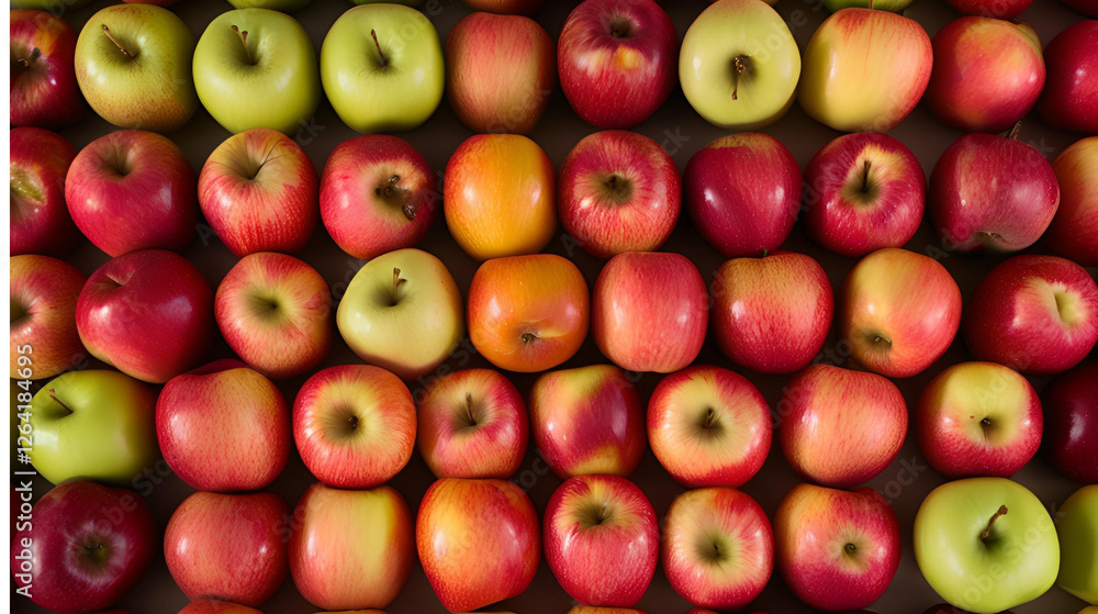 Close-up of fresh and juicy apples in various colors neatly arranged, showing the natural beauty and diversity of fruits. Close-up of fresh and juicy apples in various colors neatly arranged, showing the natural beauty and diversity of fruits.