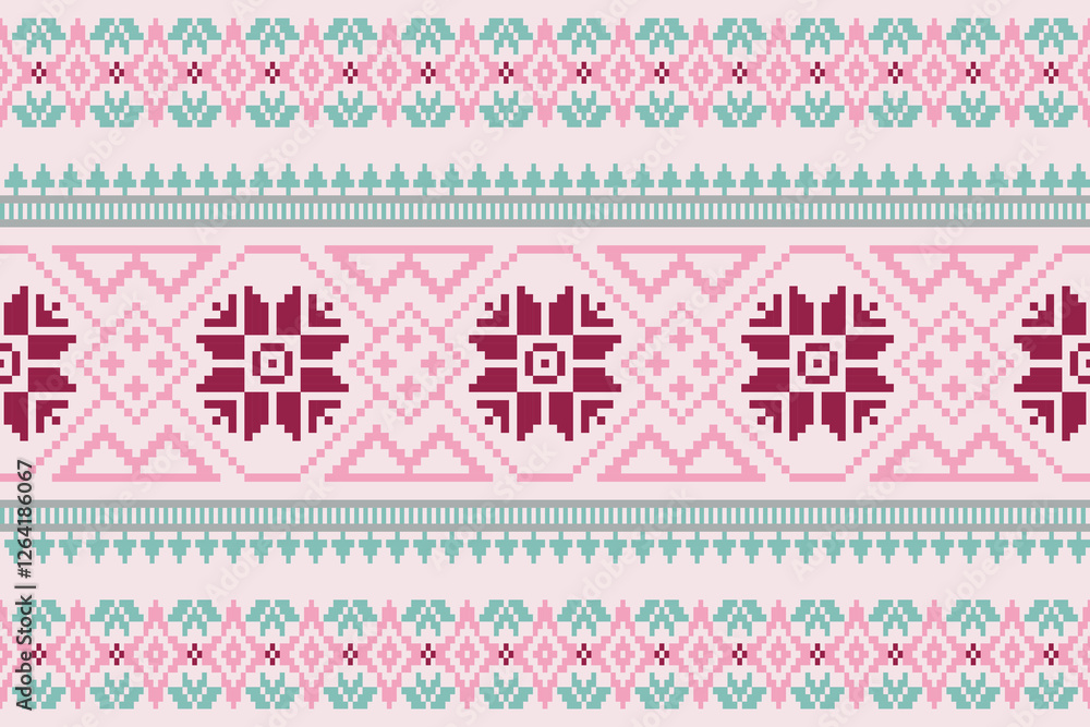 Ethnic abstract pixel art.Fabric seamless pattern in tribal.Bright Pixel Art Fabric Pattern with Geometric Square.American,mexican,indian,bohemian,vector,fabric,clothing,carpet,textile,wrapping,batik Ethnic abstract pixel art.Fabric seamless pattern in tribal.Bright Pixel Art Fabric Pattern with Geometric Square.American,mexican,indian,bohemian,vector,fabric,clothing,carpet,textile,wrapping,batik