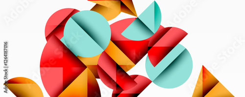 Minimal geometric abstract background. Circle square and triangle design