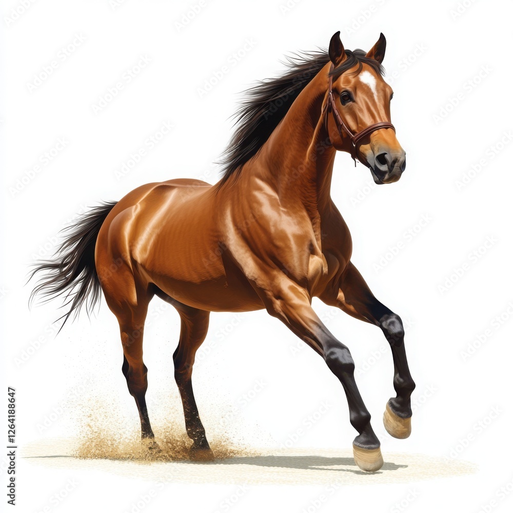 A majestic horse galloping dynamically across a clear background, showcasing its strength and grace. The detailed illustration highlights the beauty and movement of the animal. A majestic horse galloping dynamically across a clear background, showcasing its strength and grace. The detailed illustration highlights the beauty and movement of the animal.