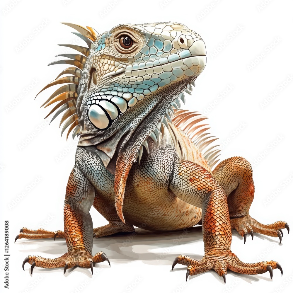 Obraz premium A vibrant and detailed portrait of a colorful lizard showcasing its intricate patterns and unique features, ideal for nature enthusiasts and wildlife enthusiasts.