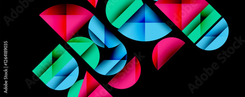 Minimal geometric abstract background. Circle square and triangle design
