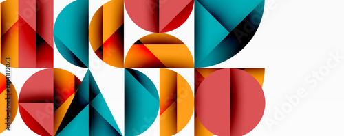 Minimal geometric abstract background. Circle square and triangle design