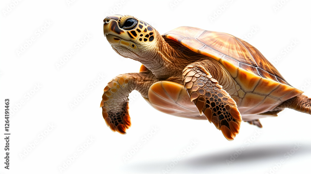 Obraz premium A graceful sea turtle glides through clear water, showcasing its vibrant shell and serene movement.