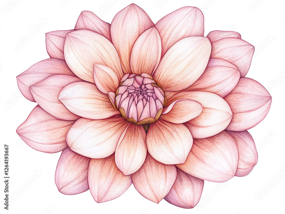 Fototapeta premium Stunning Pink Dahlia Floral Illustration