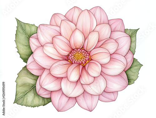Delicate Pink Dahlia Illustration