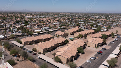 Photography Afternoon aerial view of housing in Apache Junction, Arizona, USA