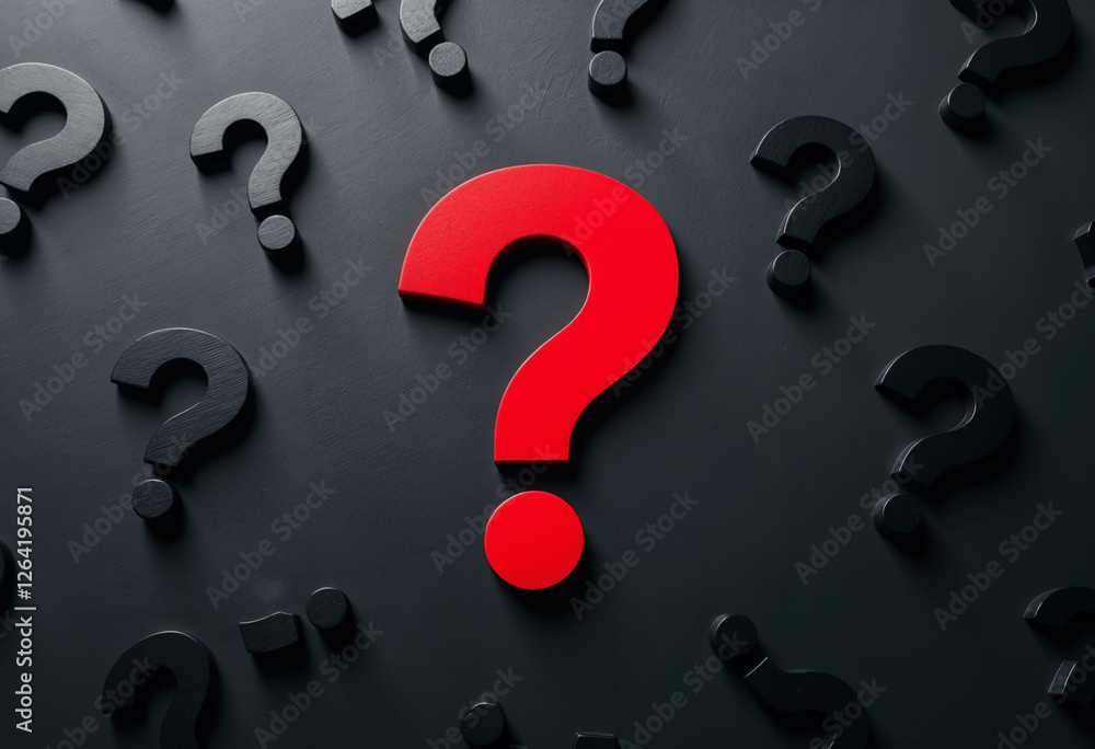 Red Question Mark Among Black Inquiry, Mystery, Problem, Solution, Choice, Decision, Uncertainty, Co Red Question Mark Among Black Inquiry, Mystery, Problem, Solution, Choice, Decision, Uncertainty, Co