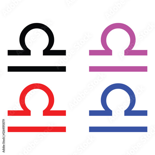 This clean, minimalist vector icon of Libra reflects the scales of justice, symbolizing harmony, balance, and rational decision making with a refined design.

