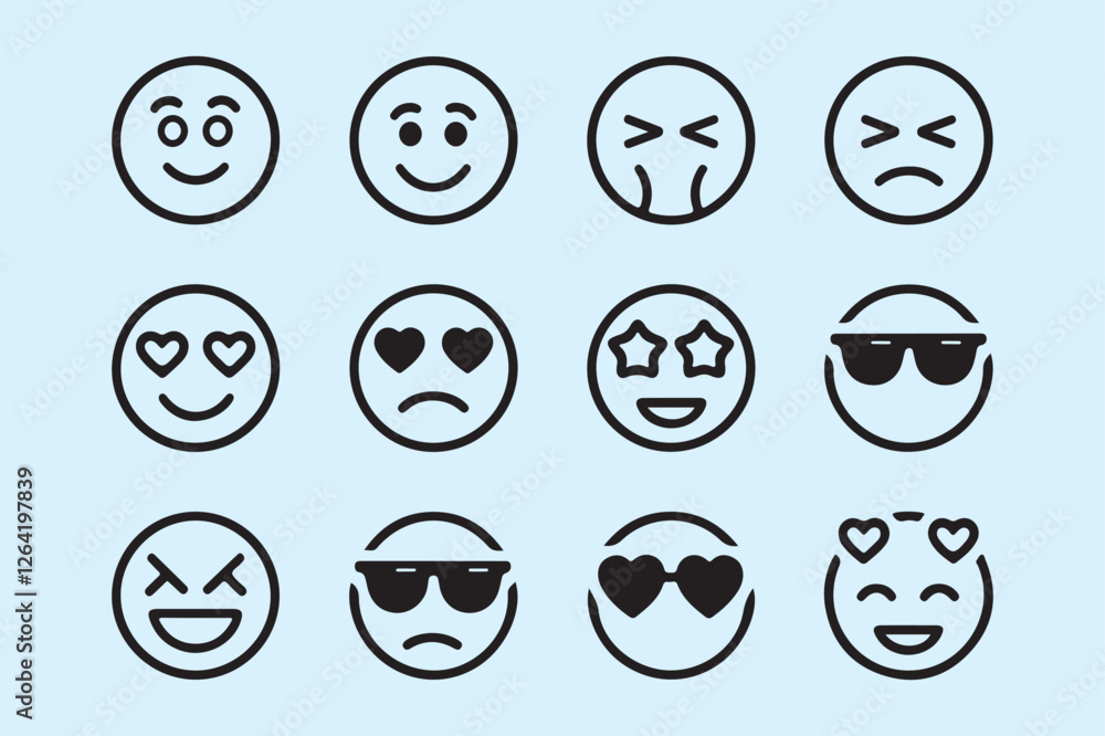 Collection of Diverse Emojis Showing Various Emotions Collection of Diverse Emojis Showing Various Emotions