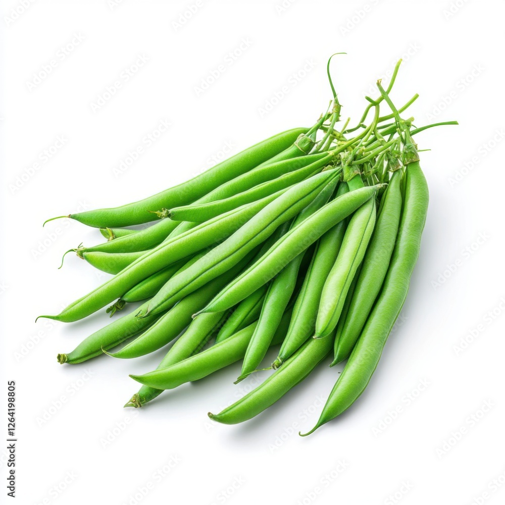 Fresh Green Beans Stacked Together on a White Background Perfect for Cooking and Healthy Recipes Fresh Green Beans Stacked Together on a White Background Perfect for Cooking and Healthy Recipes