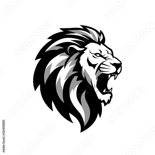 Wallpaper Mural Roaring Lion Mascot Logo in Monochrome Style for Strength and Power Representation Torontodigital.ca