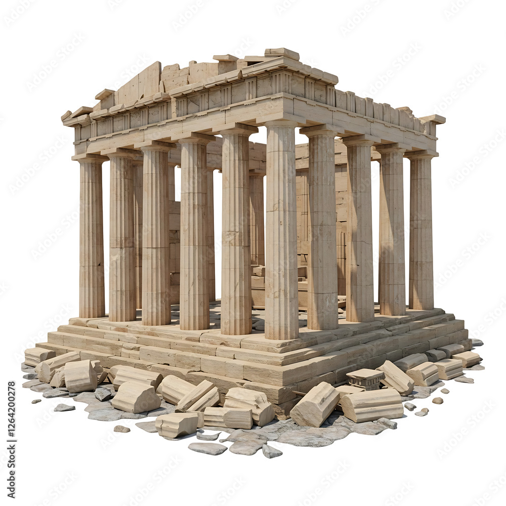 Obraz premium Ancient Greek Temple, Ruins Remain Standing