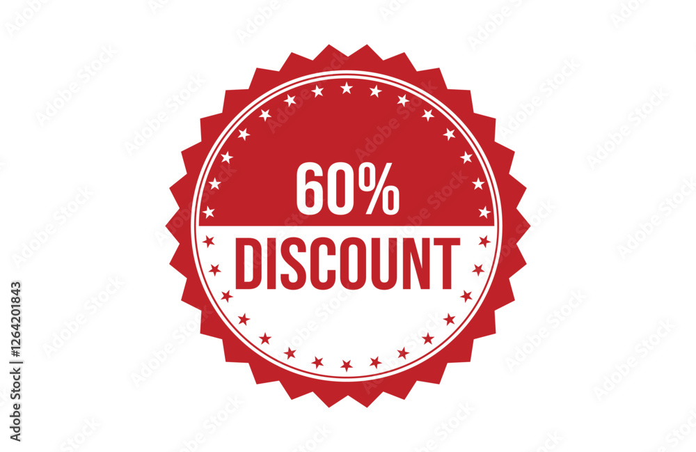 60% discount red ribbon label banner. 60% discount red ribbon label banner.