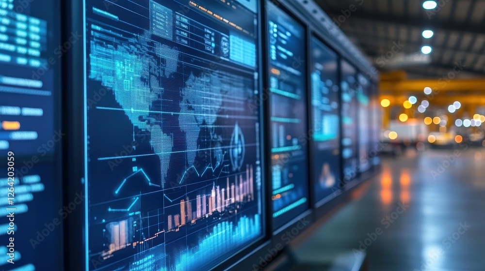 Interactive supply chain dashboard showcasing real-time logistics data. Interactive supply chain dashboard showcasing real-time logistics data.