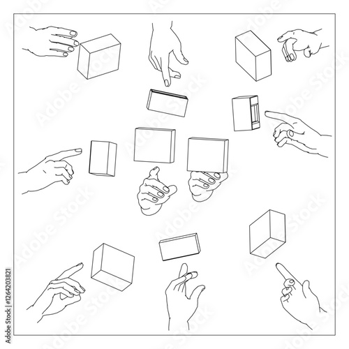 ボタンを押す手のイラスト　セット