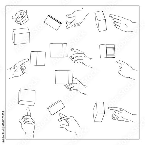 ボタンを押す手のイラスト　セット