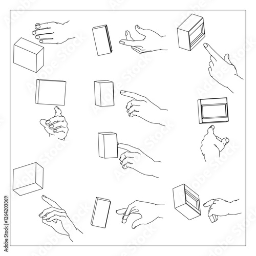 ボタンを押す手のイラスト　セット