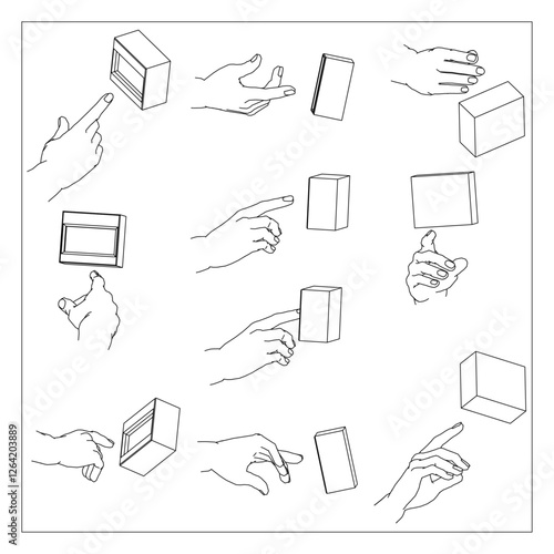 ボタンを押す手のイラスト　セット