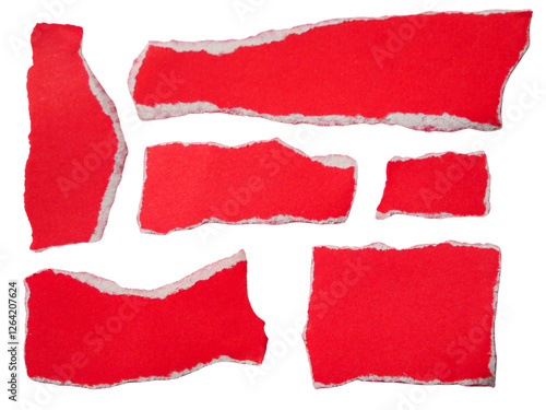 Wallpaper Mural Pieces of torn or cut red paper, design elements isolated on transparent background. Torontodigital.ca