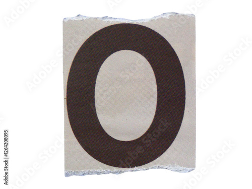 Tableau sur toile "O" wording or text with pieces of torn or cut paper, design elements isolated on transparent background