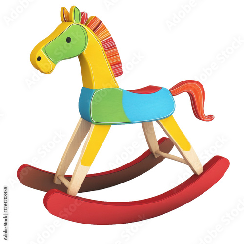 Colorful Wooden Rocking Horse Toy for Children Playroom Decor